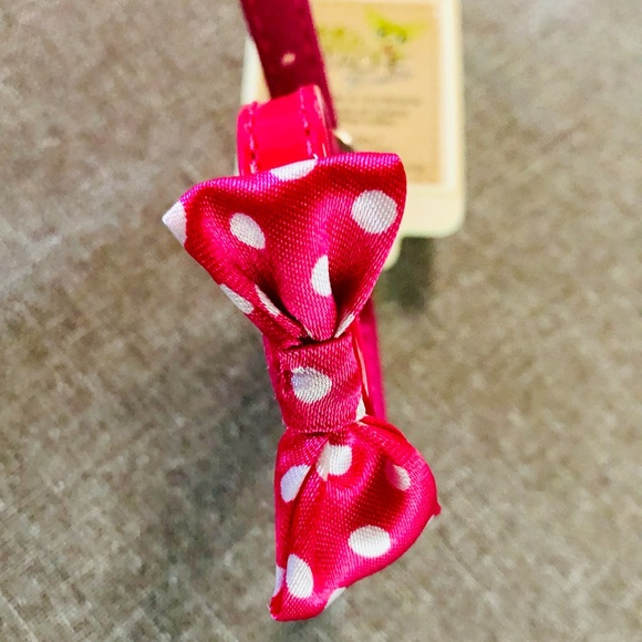 🌷Pink Leatherette Collar with Bow for Tiny Dogs - Picture 2 of 7
